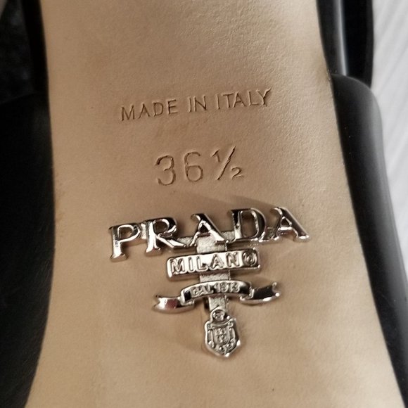 Prada Slingback 85mm Sandals, Black Leather, Size 6.5 US / 36.5 - Picture 10 of 11